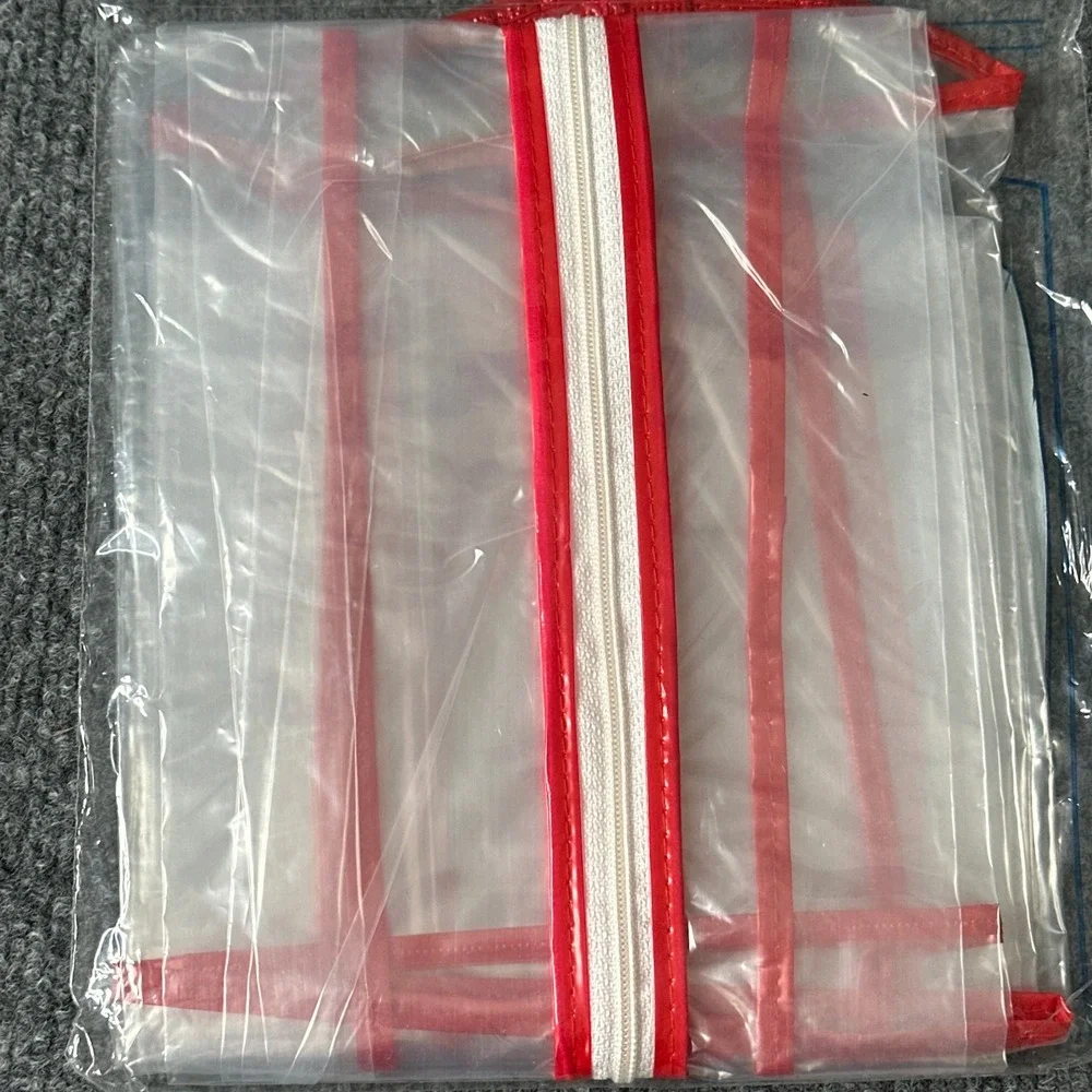 Vintage Mens Suit Bag Clear Garment Red Taping With Zipper Travel Storage Bag - Picture 4 of 4